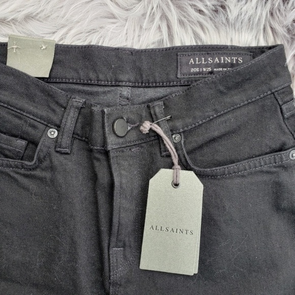 NWT All Saints Zoe Cropped Bootcut Jeans Black 25 - Picture 1 of 7